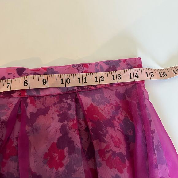 Alexander Michael Snyder Women's Purple Floral Sheer Overlay Midi Skirt Size 6 - Picture 7 of 9